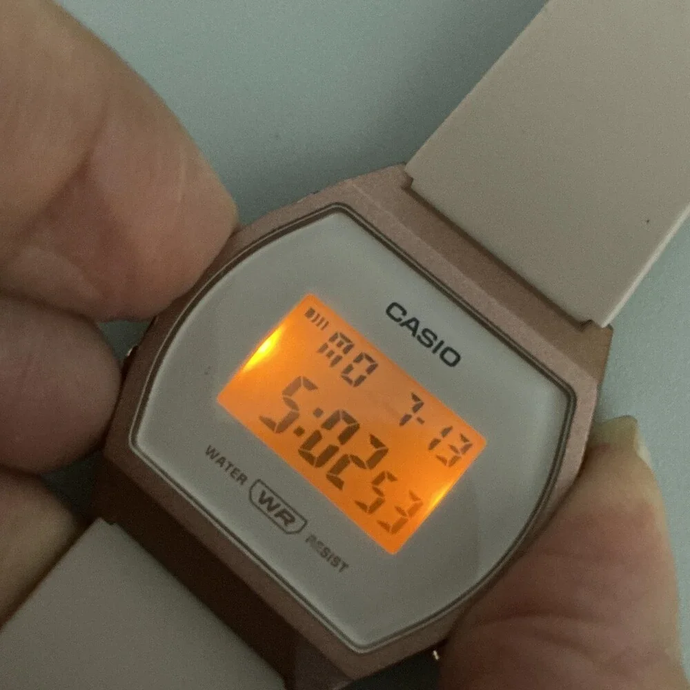 Casio 3299 LW-204 Womens Watch 35mm White Digital Beige Strap 30M WR Alarm